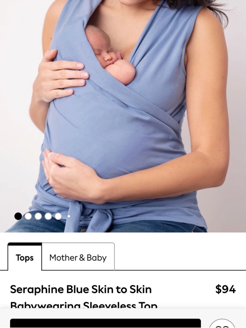 Seraphine Light Blue Sleeveless Babywearing Skin to skin Wrap Top